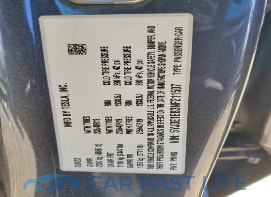 5YJ3E1EB3NF211507# 12