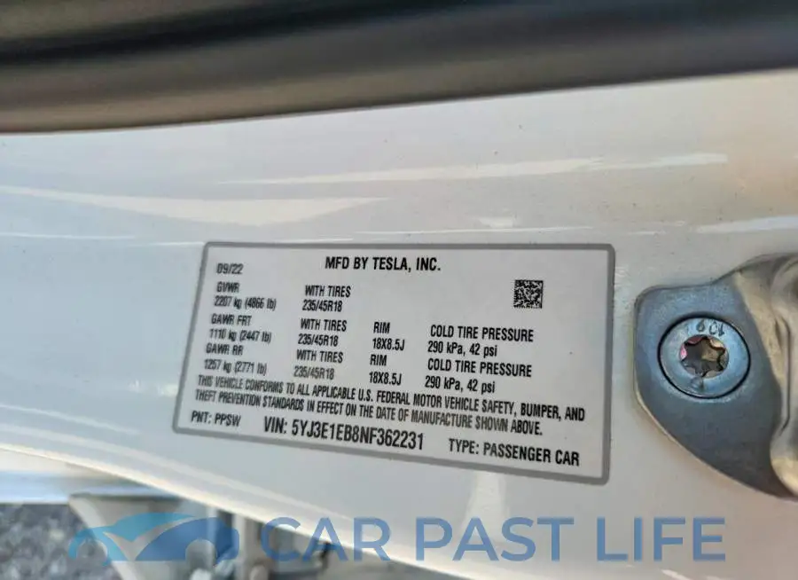5YJ3E1EB8NF362231# 12