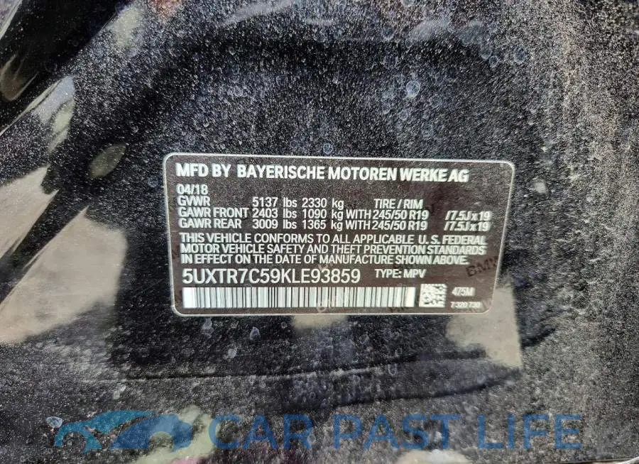 5UXTR7C59KLE93859# 12