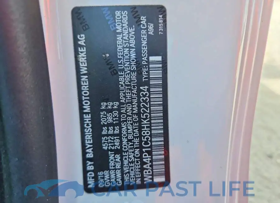 WBA4P1C58HK522334# 12