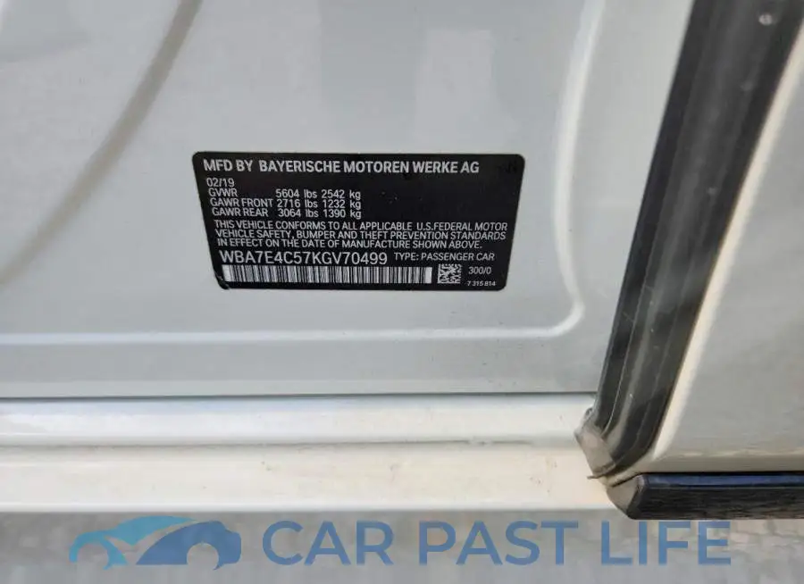 WBA7E4C57KGV70499# 12