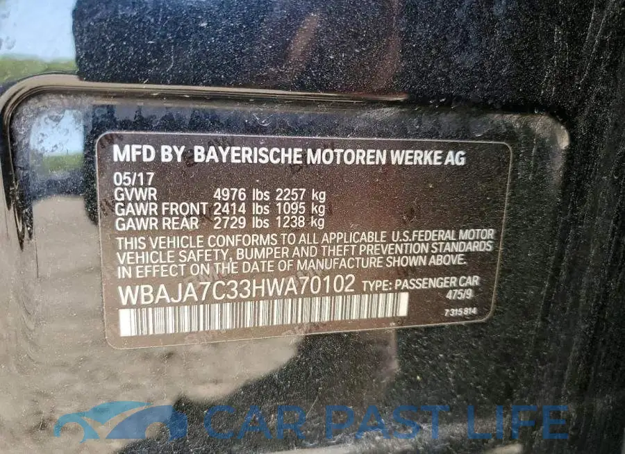 WBAJA7C33HWA70102# 12