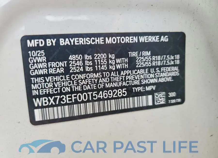 WBX73EF00T5469285# 12