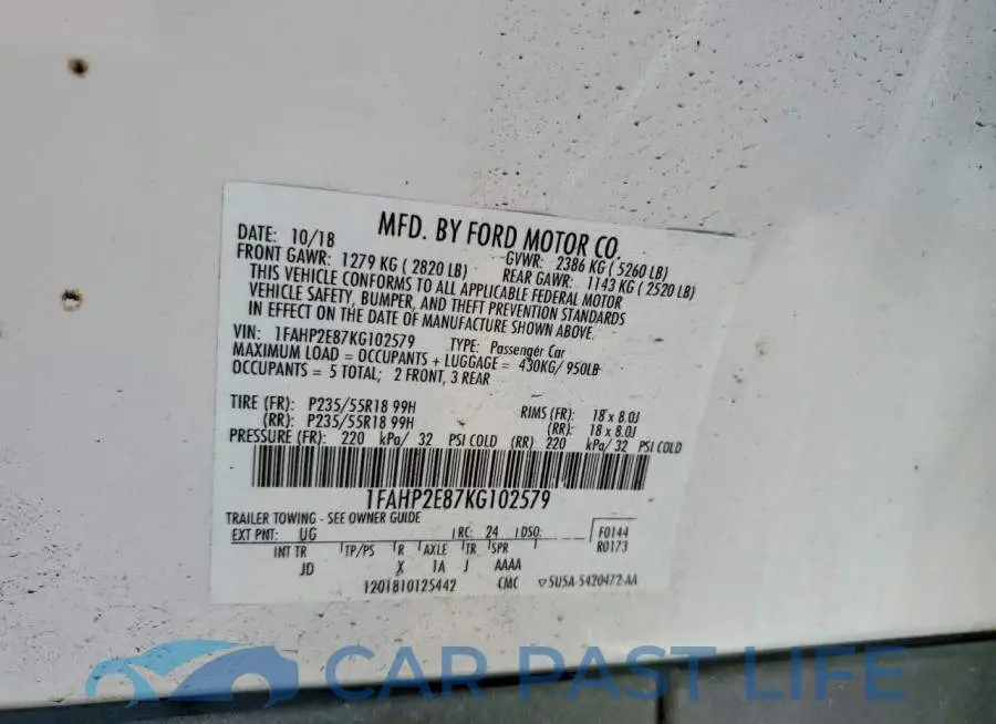 1FAHP2E87KG102579# 12