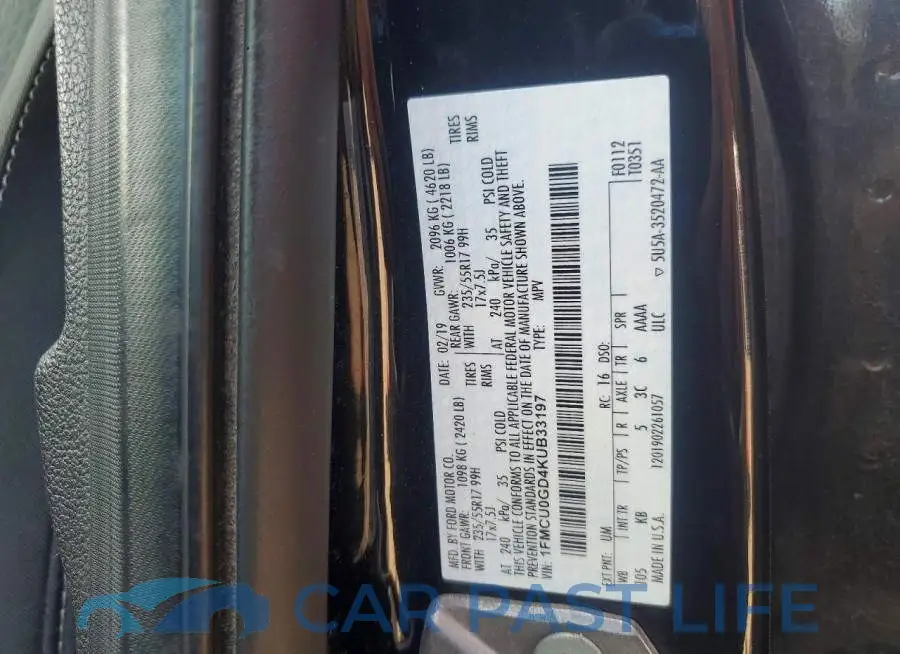 1FMCU0GD4KUB33197# 13