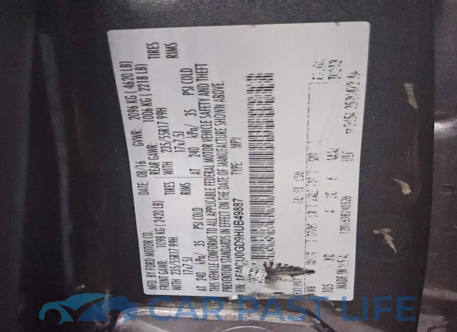 1FMCU0GD9HUB49887# 12