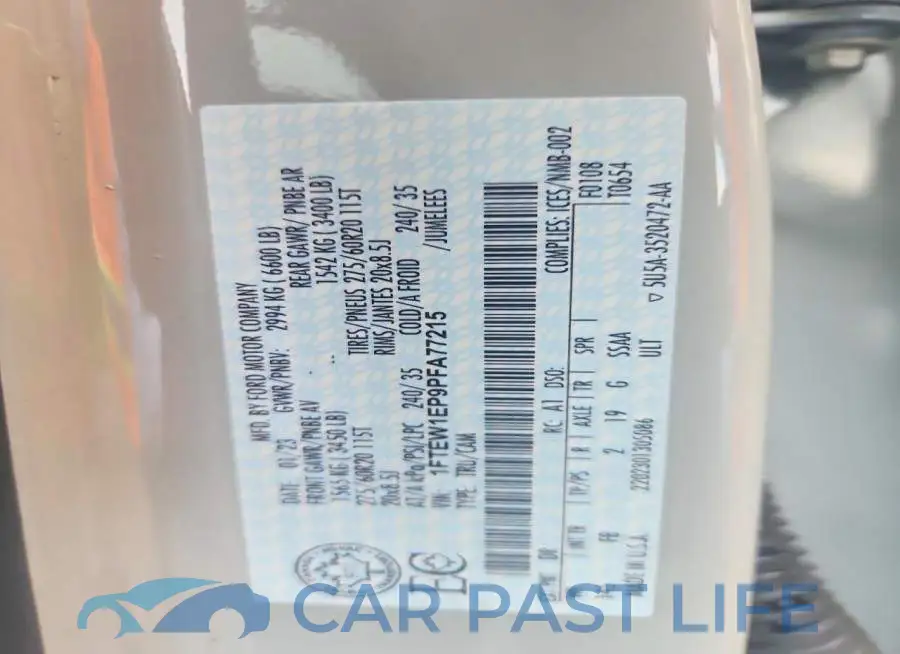 1FTEW1EP9PFA77215# 12