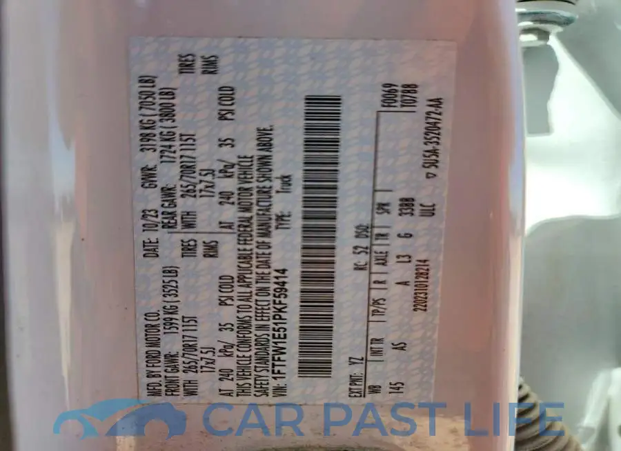 1FTFW1E51PKF59414# 12