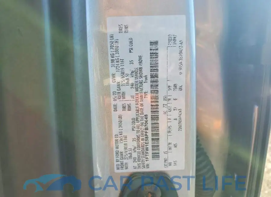 1FTFW1E58PFB70648# 12