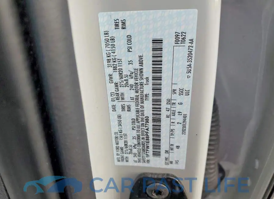 1FTFW1E88PFA77980# 12
