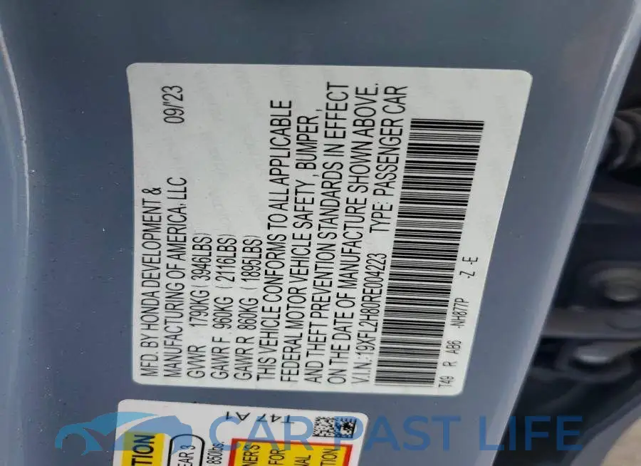 19XFL2H80RE004223# 12