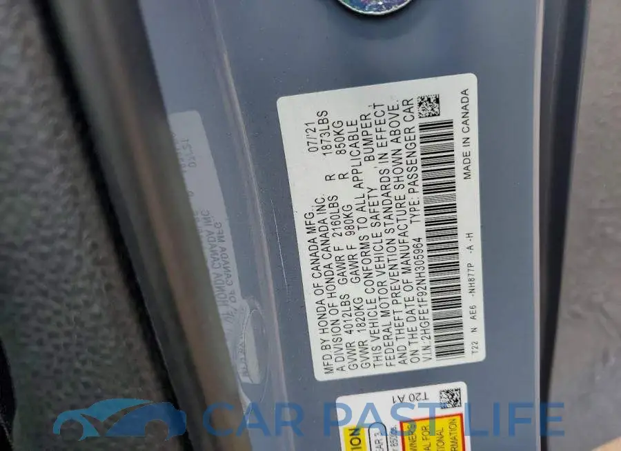 2HGFE1F92NH305964# 12