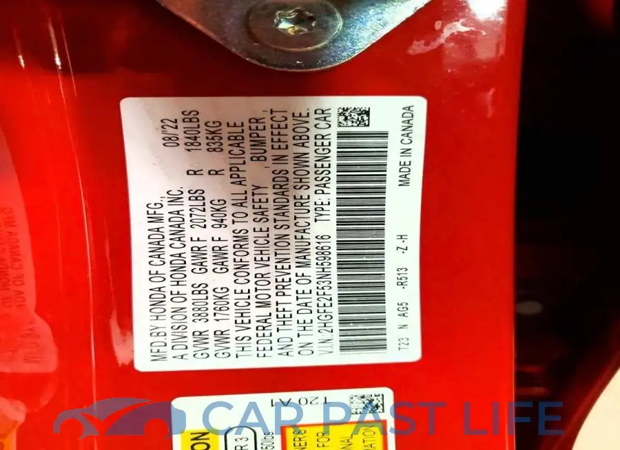 2HGFE2F53NH598616# 13