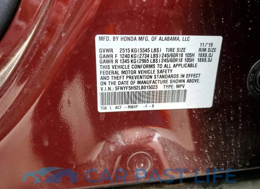 5FNYF5H52LB015023# 13