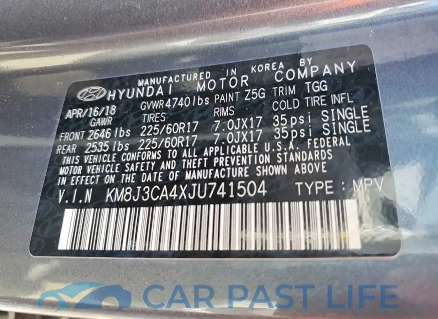 KM8J3CA4XJU741504# 14
