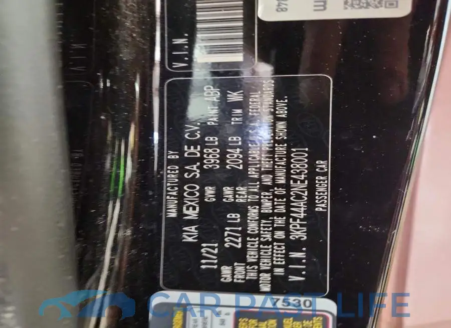 3KPF44AC2NE438001# 12