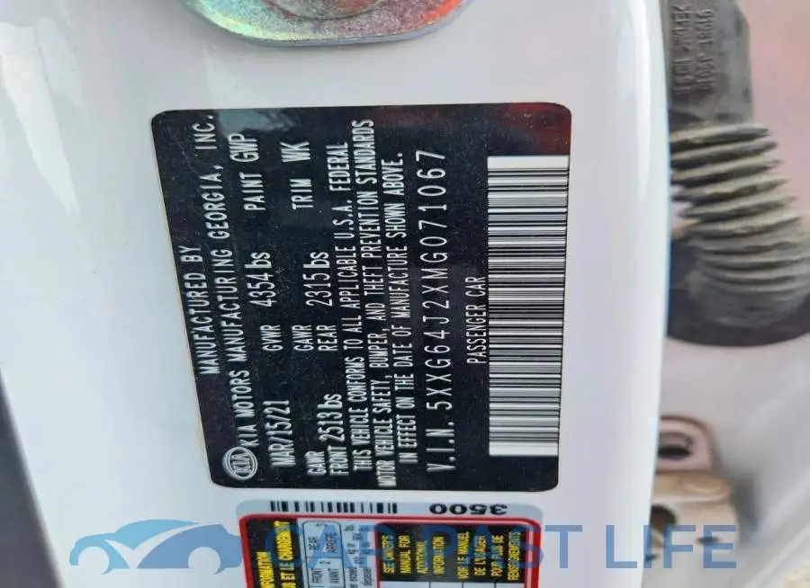 5XXG64J2XMG071067# 12