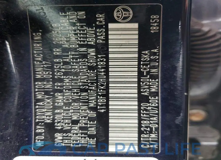 4T1BF1FK2HU441831# 12