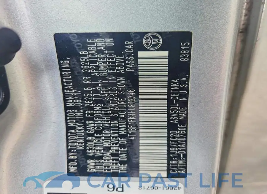 4T1BF1FK4HU812746# 12