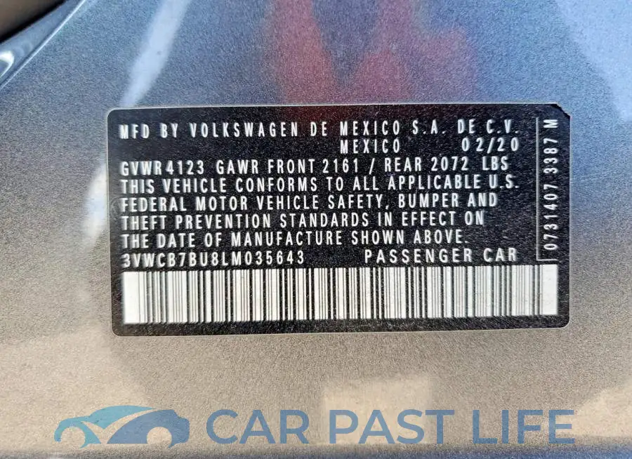 3VWCB7BU8LM035643# 14