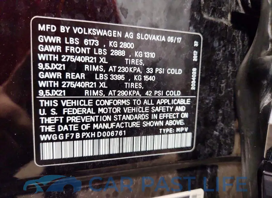 WVGGF7BPXHD006761# 14