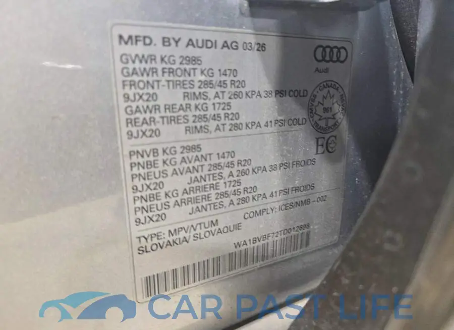 WA1BVBF72TD012698# 14