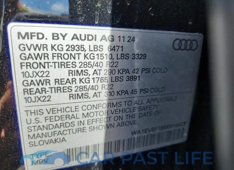 WA1EVBF19SD015427# 13