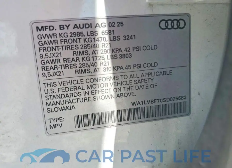WA1LVBF70SD025582# 13