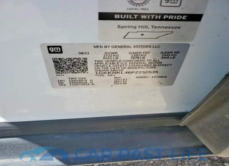 1GKKNKL46PZ250535# 12