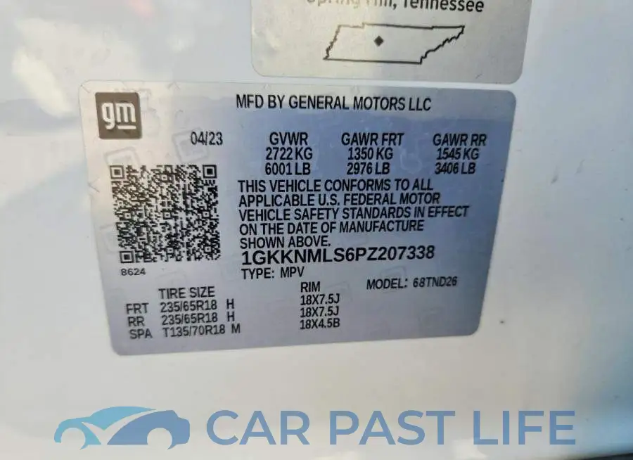 1GKKNMLS6PZ207338# 12