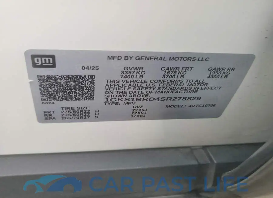 1GKS1BRD4SR278829# 12