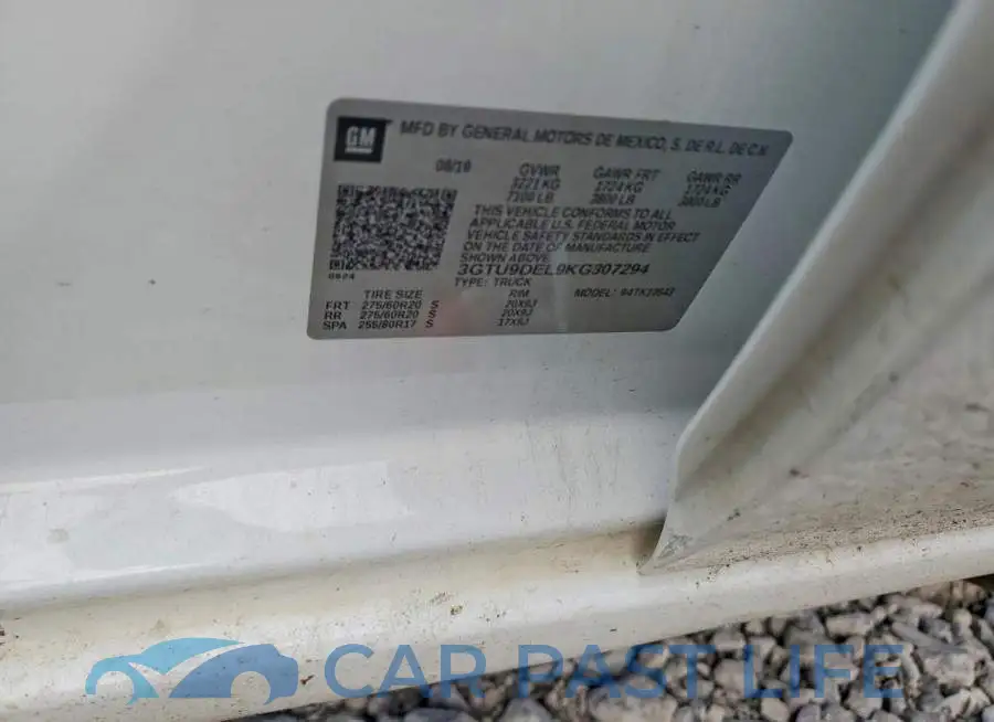 3GTU9DEL9KG307294# 12