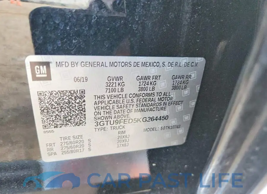 3GTU9FED5KG264450# 12