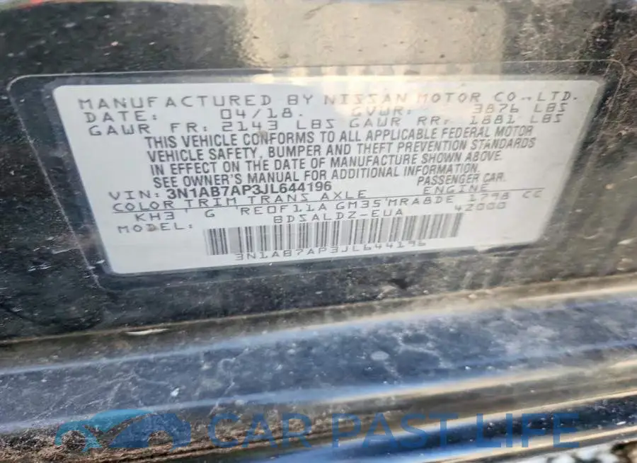 3N1AB7AP3JL644196# 12