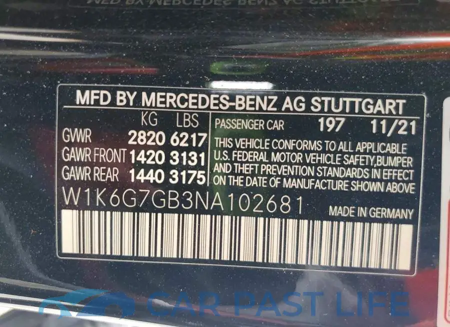 W1K6G7GB3NA102681# 12