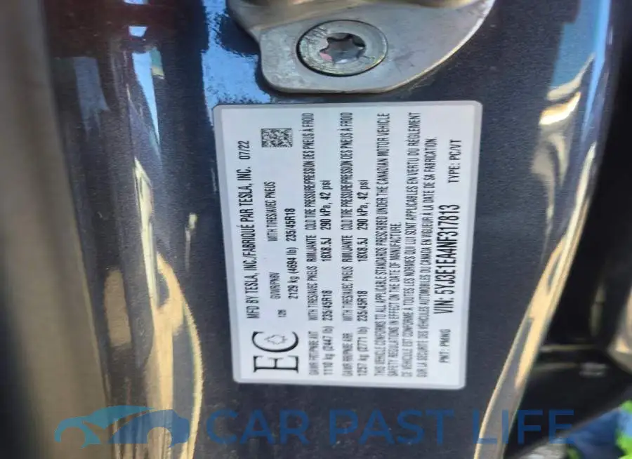 5YJ3E1EA4NF317813# 12