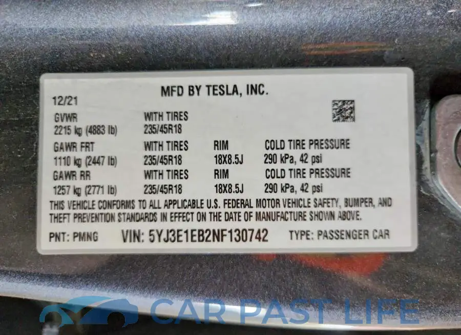 5YJ3E1EB2NF130742# 12