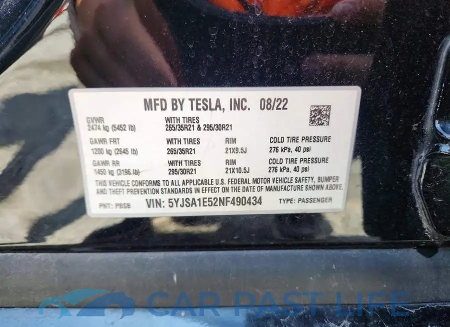 5YJSA1E52NF490434# 12