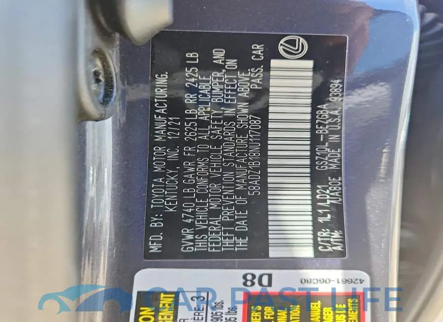 58ADZ1B18NU117087# 13