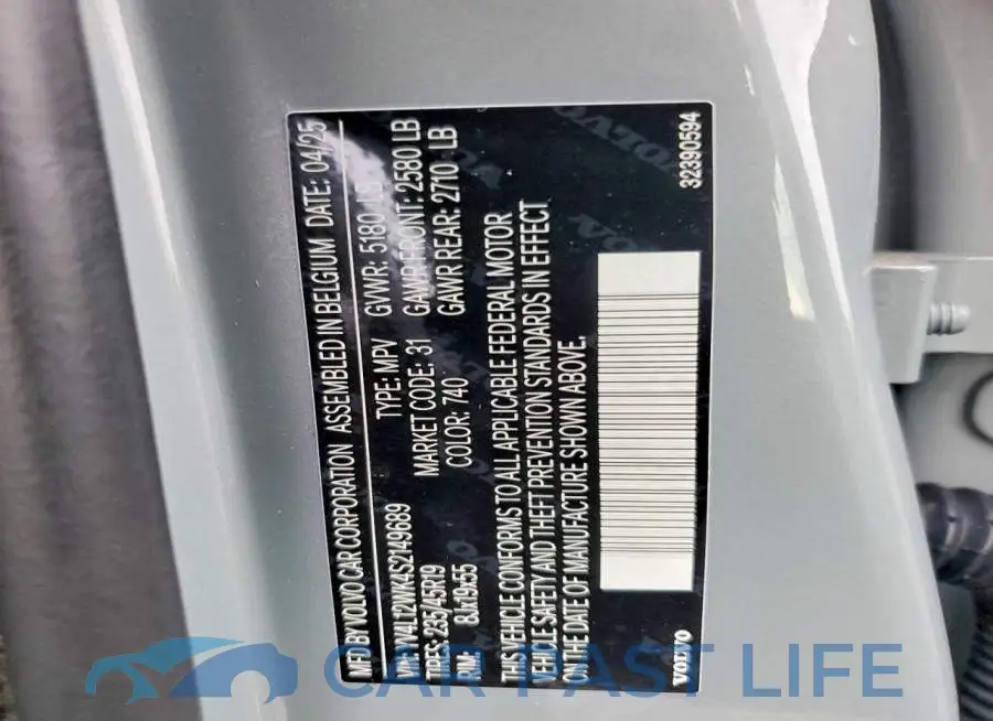 YV4L12WK4S2149689# 13
