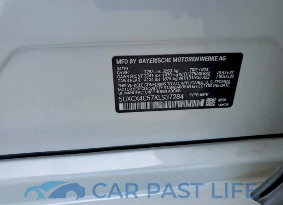 5UXCX4C57KLS37284# 12