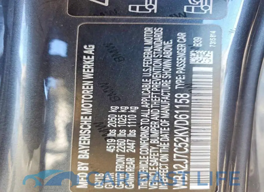WBA2J7C52KVD61158# 12