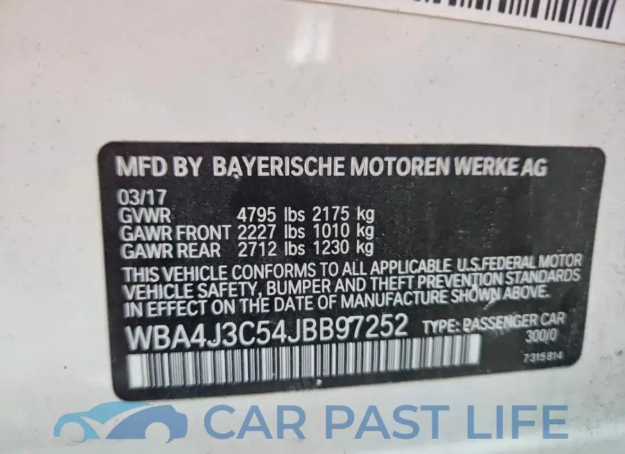 WBA4J3C54JBB97252# 13