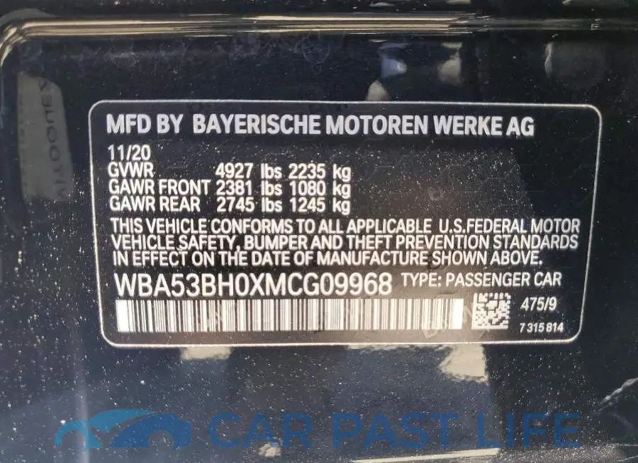 WBA53BH0XMCG09968# 13