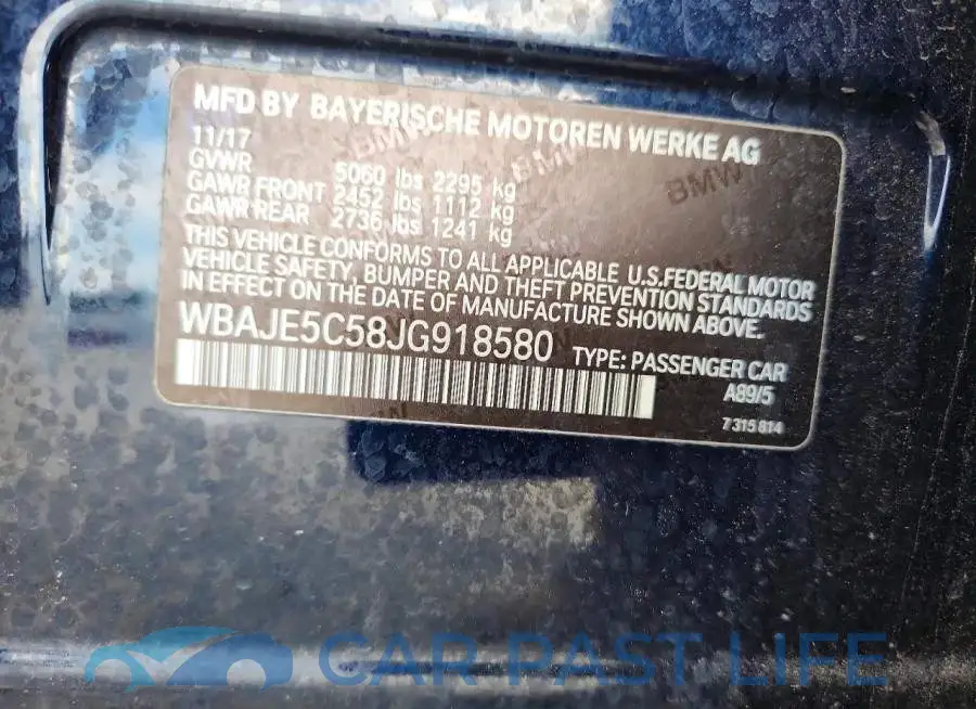 WBAJE5C58JG918580# 12
