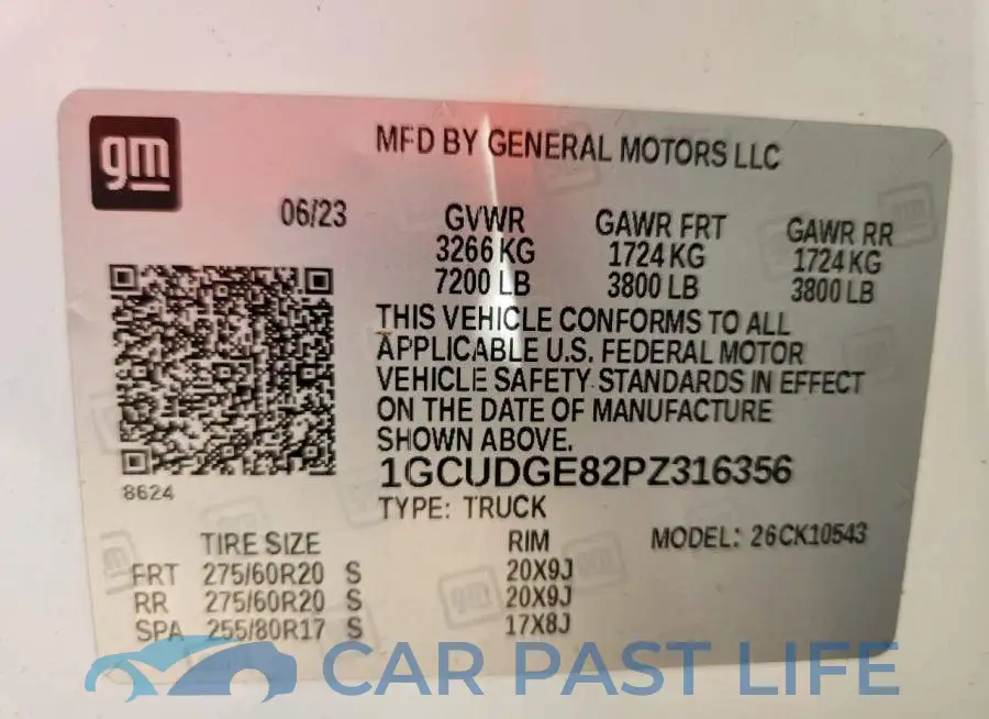1GCUDGE82PZ316356# 12