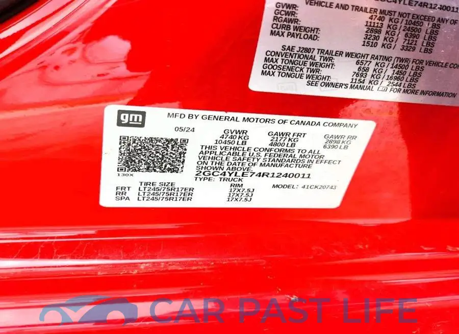 2GC4YLE74R1240011# 12