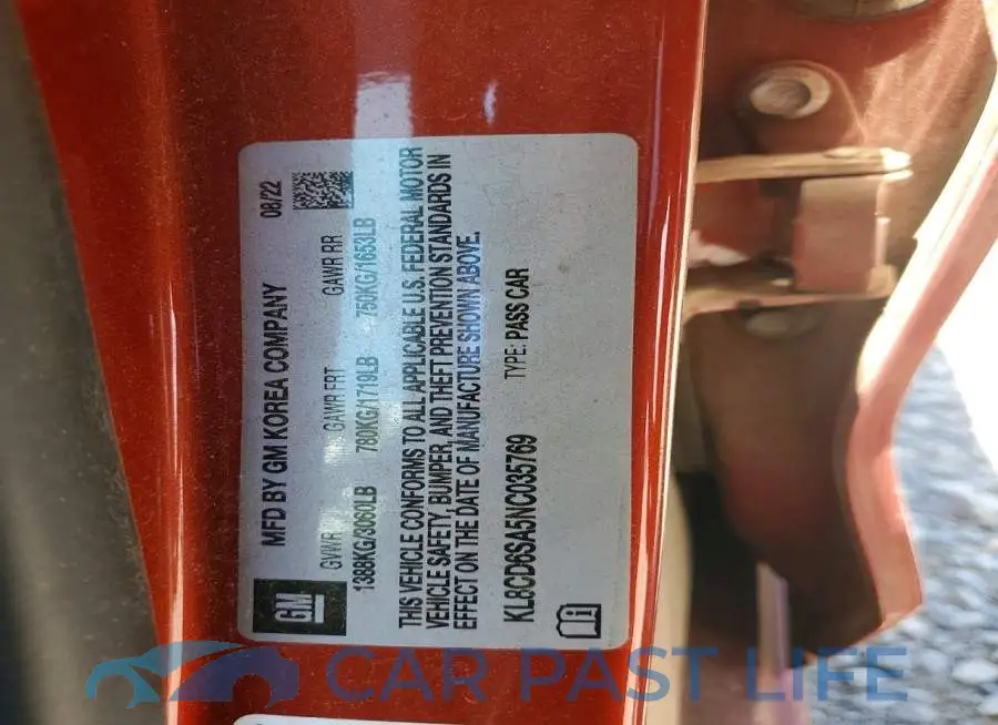 KL8CD6SA5NC035769# 13