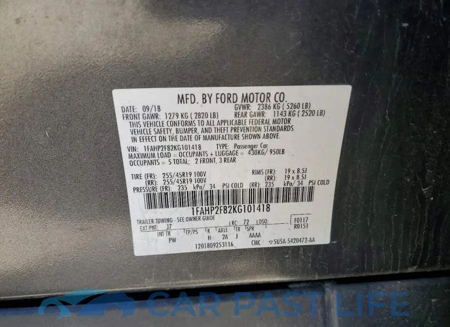 1FAHP2F82KG101418# 12