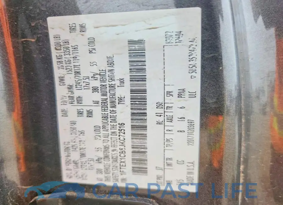 1FTEX1CB8JKC72516# 12